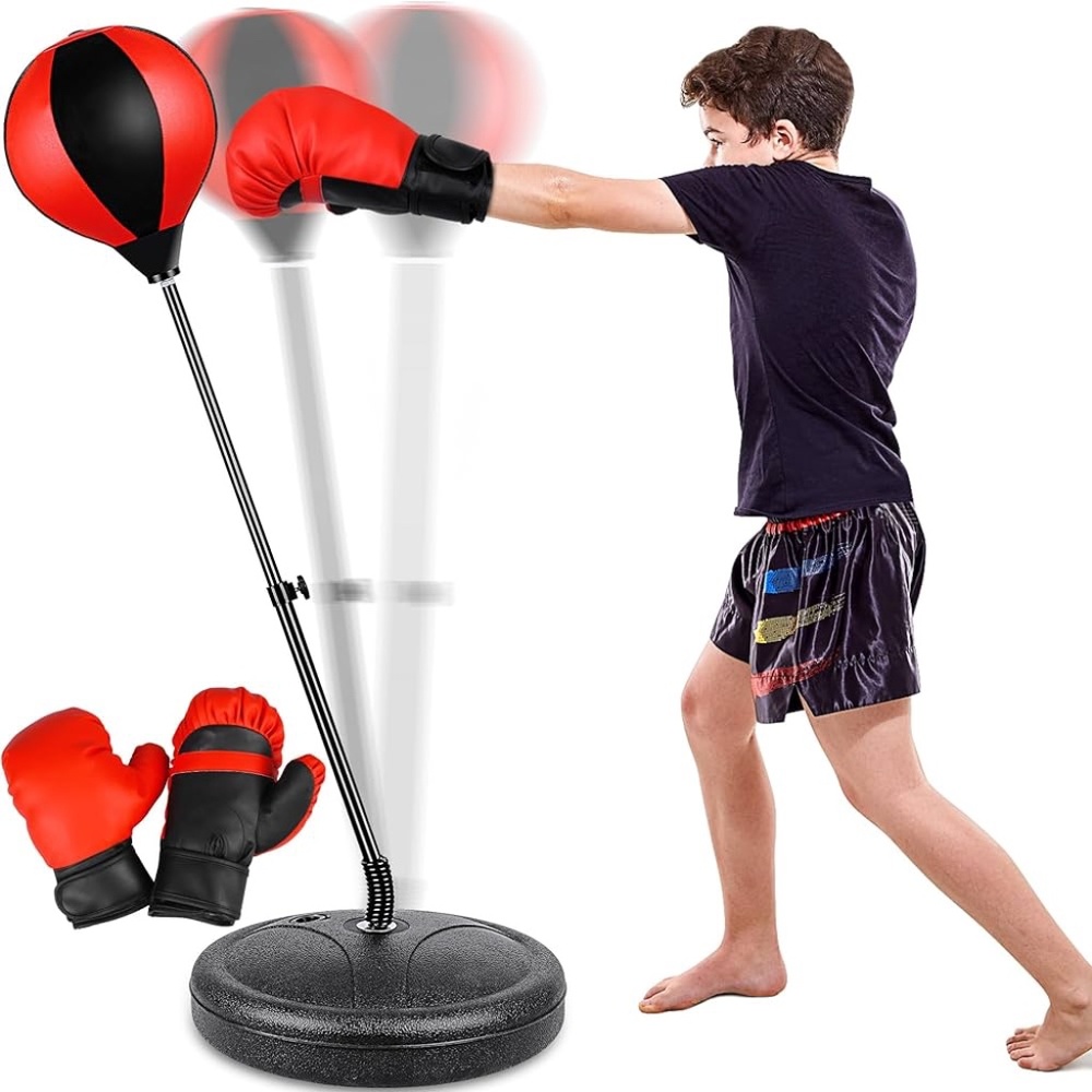 Kids Boxing Set- Punching Bag, Boxing Gloves & Adjustable Stand